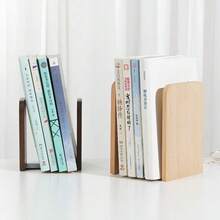 Nature Wooden Bookends Desktop Bookshelf Desk Organizer Office Home Book Accessories Storage Book Holder Wood Book Ends - Multicolor - View 3