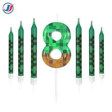 Green Pixel Candles For Birthday Party Cake Decor, Suitable For Pixel Theme Birthday Party, Anniversary Party, Video Game Theme Party, 0-9 Number Candles, Birthday Party Decorations, Cake Top Number Candles - World-new - View 13