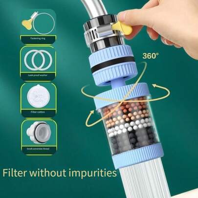 Home Faucet Extension Filter, Universal Splash Proof Mouth Kitchen Water Purifier, Household Tap Water Universal Purified Water For Drinking, Suitable For Use In Home Kitchens And Restaurant Kitchens. Can Be Rotated 360 ° For Use.