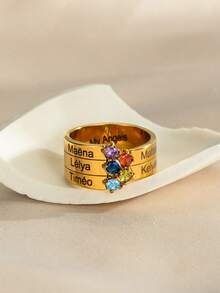 1Pc Personalized Engraved Multiple Names Ring,Minimalist Birthstone Ring,Charm Custom Zirconia Ring For Her,Engraved Family Multiple Names Ring With Birthstone,Couple Rings,Charm Custom ID Nameplate Ring,Valentine'S Gift,Birthday Gift,Unique Gift For Friends,Friendship Gift,Anniversary Gift - Multiple Name Rings - View 25