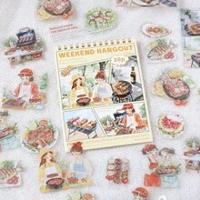 30PCS Pre-Cut Journaling Sticker, Retro People Sticker Pack Decoractive Material Sticker Scrapbook Kit, PET For Bullet Junk Journal Supplies, Aesthetic Vintage For Scrapbooking Art Crafts Holiday Decorations Christmas Halloween Valentine's Day - Multicolor - View 6