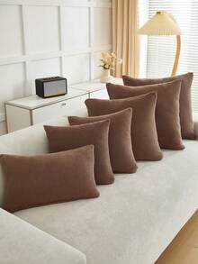 1 vỏ gối Jacquard màu trơn, vỏ gối dày dặn, co giãn tốt, thích hợp cho phòng khách, ghế sofa, phòng ngủ, văn phòng, khách sạn, trang trí xe hơi, chất liệu mềm mại, có thể giặt máy, khóa kéo ẩn, vỏ gối dùng được cả bốn mùa (không bao gồm ruột gối) - Cà phê nâu - Xem 8