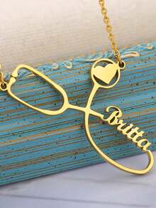 New Customized Stethoscope Necklace Personalized Medical Professional Tag Unique Name Necklace - Multicolor - View 2