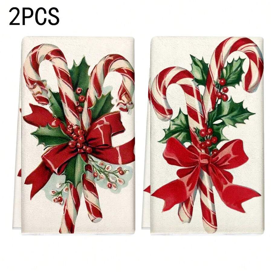 1 set/2 buc/100 buc bețișoare puturoase și prosoape de bucătărie și lavete imprimate cu verdeață sunt potrivite pentru decorarea interioară în restaurante, bucătării și băi, decorarea petrecerilor, cadouri de sărbători și pot fi oferite și ca cadouri de Crăciun. - Multicolor - Vizualizare 1