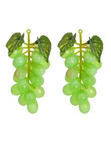 Artificial Grape Cluster Hanging Decor Soft Bouncy Grapes With Realistic Leaves For Home Kitchen Wedding Party Decoration - Green - View 8