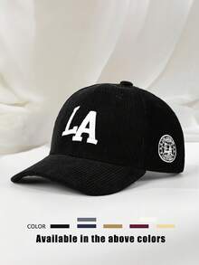 Boné de beisebol ajustável de veludo cotelê com bordado LA frontal e lateral, 1 peça, adequado para viagens de primavera/outono, praia, uso casual, proteção solar, estilo Y2K para jovens - boné de baseball - Ver 17