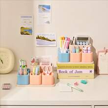 Macaron Color Desktop Stationery Storage Box, Office Desk Organizer Set