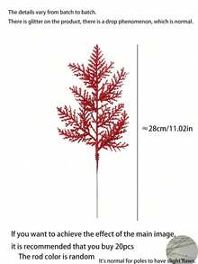 16 chiếc/8 chiếc-Kim thông lấp lánh Giáng sinh, que cắm và bình xịt Giáng sinh, lá thông nhân tạo, thân cây tuyết tùng, cành lá Giáng sinh dùng làm đồ thủ công DIY, vòng hoa trang trí nhà cửa, kim thông nhân tạo lấp lánh vàng, que cắm hoa Giáng sinh giả, cành cây cho vòng hoa cây thông Noel, bó hoa cưới, trang trí ngày lễ theo mùa đông - Đỏ - Xem 13