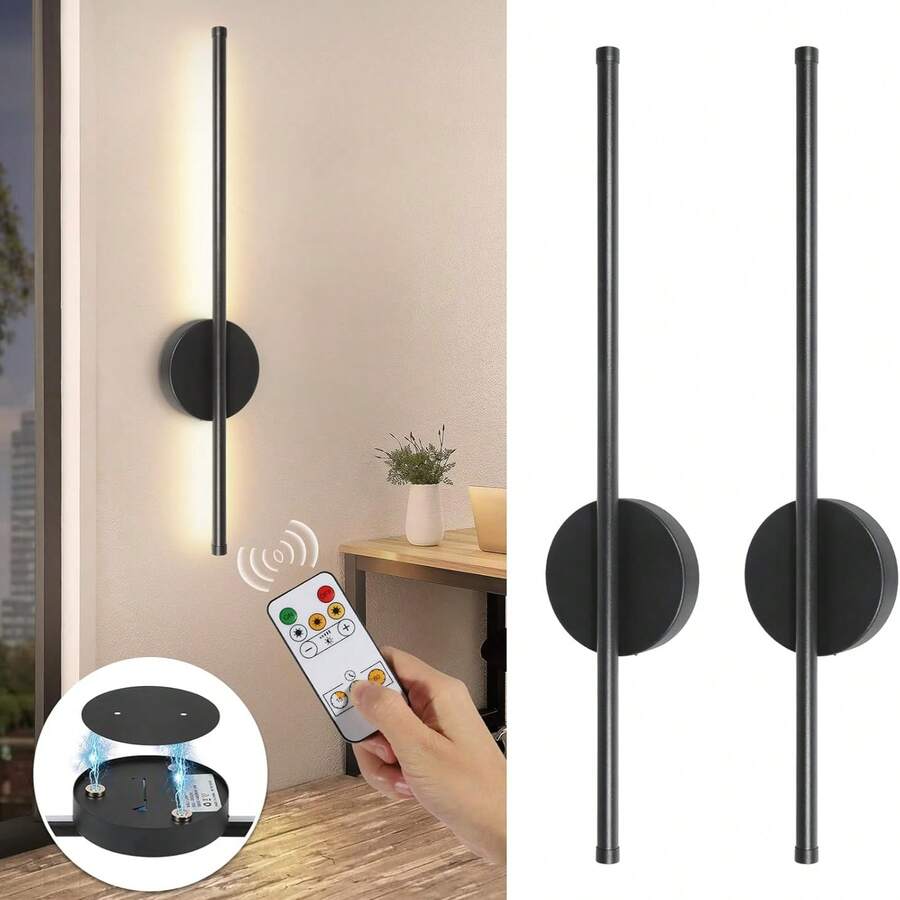 Luz de pared recargable LED con luz de pared inalámbrica, dimmer 50-80 cm, para sala de estar, sofá, dormitorio, decoración de pared, lámpara con control remoto de atenuación infinita, luz nocturna para decoración de interiores del dormitorio y estudio - Multicolor - Ver 1