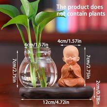 1pc Hydroponic Vase Plant Flower Pot Cute Little Monk Glass Vase Creative Flower Arrangement Office Home Living Room Decoration Home Decor Flower Vase