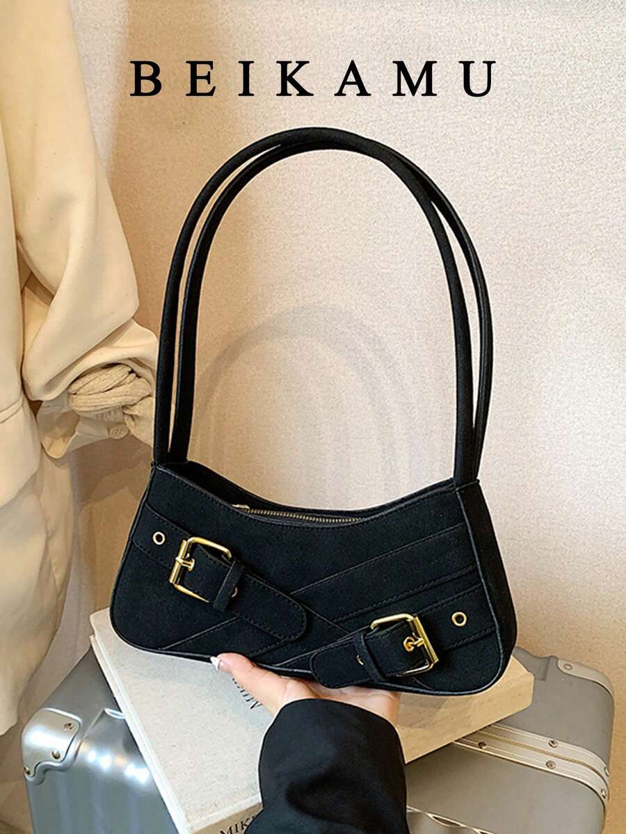 1pc Commuter Underarm Bag, Versatile Shoulder Bag For Work, Shopping, Summer - Black - View 1