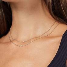 1 Piece Elegant Layered Rose-Gold-Tone Sterling Silver Necklace Featuring Crystal-Detailed Crescent Moon & Star Pendants – Emporio Armani EG3393221 – Women's Premium Romantic Everyday Glamour For 2025 Trending Looks, Perfect For Gifting, Date Nights, Office Chic, Festival Glitter, And -Ready Style - Rose Gold - View 4