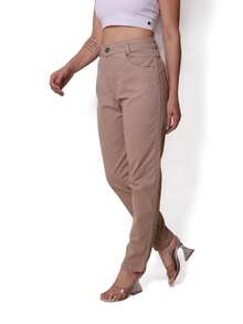 Women's High Waist Mom Jeans With Butt Lift - Beige - View 3