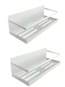 2pcs Magnetic Refrigerator Storage Rack, Kitchen Spice Organizer Rack, Wall Mounted No Drilling Magnetic Shelf For Fridge & Washing Machine, White - White - View 9