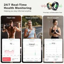 FONADA Smart Ring For Women Men, Fashion Modern Minimalist Fitness Ring& Sleep Tracker Ring With Heart Rate, Blood Pressure,5ATM Waterproof Health Ring, No Subscription, Travel-Friendly Couple Gift,Ideal Thanksgiving/Christmas/New Year Gift - 黑色 - 查看 7