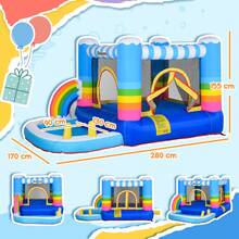 Outsunny Kids Bounce Castle Inflatable House With Trampoline Pool Climbing Wall With Inflator Carrybag, 2.8 X 1.7 X 1.55m - Multicolor - View 5