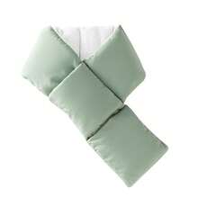 Autumn Winter Warm Scarf For Women High-End Fashion Thickened Neck Warmer Solid Color Long European And American Style Down Scarf - 口袋淺綠 - 查看 9