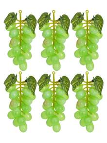 Artificial Grape Cluster Hanging Decor Soft Bouncy Grapes With Realistic Leaves For Home Kitchen Wedding Party Decoration - Green - View 9