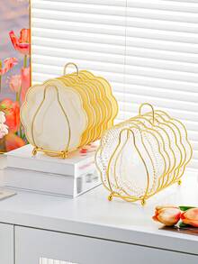 6pcs Plastic Gold-Rimmed Plate Stands, Dessert Plate, Fruit Plate, Bone Plate, Barbecue Plate And Seasoning Plate, Dish Set, Suitable For Holidays, Christmas, Halloween, Ramadan - Multicolor - View 5