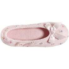 Isotoner Women's Embroidered Terry Ballerina Slippers(8-9 Pink Soft Tie Bow) - Loại 2 - Xem 3
