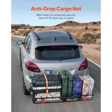 53" X 19" X 5", Hitch Cargo Carrier, 500 Lbs Capacity Hitch Cargo Carrier With Hitch Stabilizer & Ratchet Straps, Hitch Mount Cargo Carrier With Cargo Net With Hook, Fit For SUVs - Black - View 5