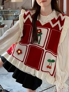 Women Sweater Vests - Red - View 3
