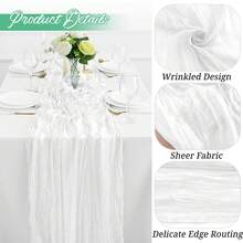6/12Pack White Cheesecloth Table Runner 17x108Inch Spring Easter Cheese Cloth Table Runner 9FT Boho Gauze Table Runners Rustic Sheer Table Runners For Wedding Bridal Party Decor - 白色 - 查看 5