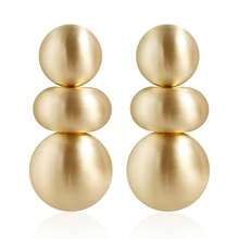 Jewelry Metal Brushed Geometric Round Stud Earrings Personality Exaggerated Symmetrical Earrings Earrings