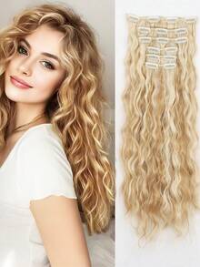 Long Mixed-Color Wave Hairdo Wig With Clip Design. Firm And Not Likely To Fall Off. Increases Hair Volume. Suitable For Women. Perfect For Halloween Celebrations. - Multicolor - View 11