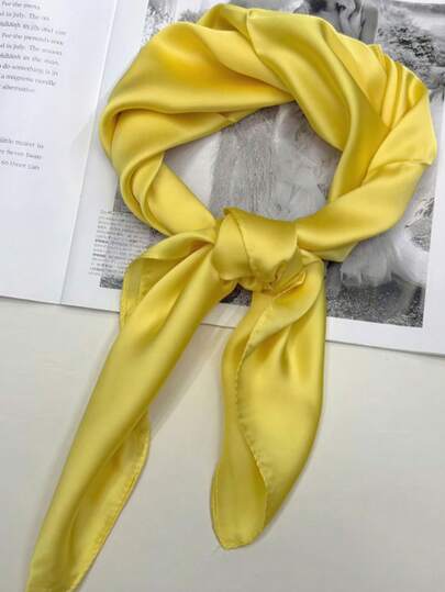 1pc Women's Solid Color Square Scarf, Fashion Plain Silk Scarf, Versatile Hair Band, Waist Belt, Bag Strap, Multi-Functional Shawl