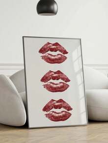 1pc Unframed, Cherry Red Wall Art Retro 8 Ball, Kiss Lips, Preppy Decor (Digital Download) - Multicolor - View 10