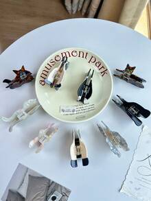 1pc Cartoon Dog Design Hair Clip, Cute Hair Accessory, Acetate Hair Claw Clip, Sweet Hair Decor For Girls, Fashionable Animal Hair Clip, Suitable For Bun, Hair Claw, Simple And Lovely Colored Dog Hair Clip, Cute Dog Hair Clip, Ins Style Hair Claw, Adorable Hair Clip, Acetate Patchwork Dog Hair Clip (Yorkshire Terrier, Pomeranian, Chihuahua) Elegant Hair Clutch