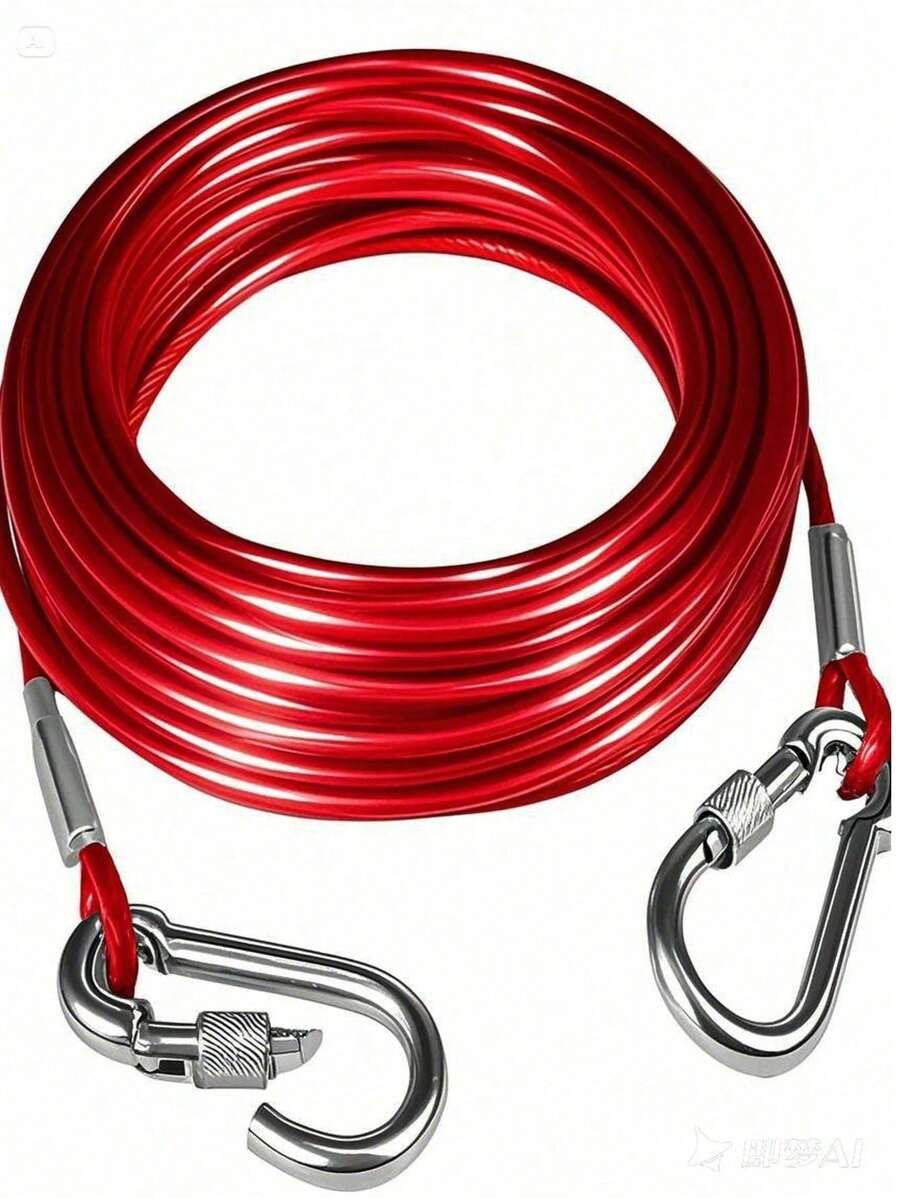 Stainless Steel Wire Rope Cable, With Loop Sleeve, Suitable For Deck Railing System, Outdoor Hanging Kit, Garden Fence, Tent Rope, Adjustable Length - Red - View 1