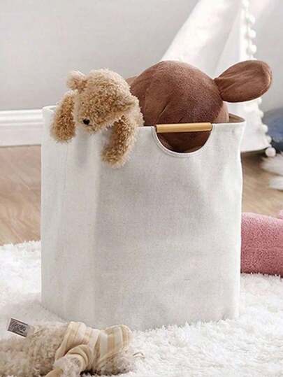 1/2 Giỏ đựng đồ giặt cỡ lớn, Giỏ đựng đồ giặt có thể gấp gọn có tay cầm bằng gỗ, Giỏ đựng đồ giặt chống thấm nước độc lập cho phòng ngủ, ký túc xá, khăn tắm, đồ chơi