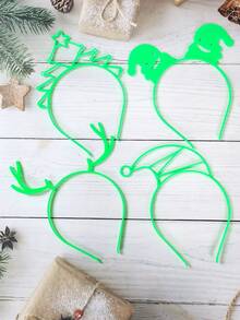 4 piezas Diademas que brillan en la oscuridad para Navidad, diademas con diseño de árbol de Navidad y gorro de Santa, accesorios para decoración de fiesta navideña, decoraciones navideñas que brillan, accesorios de disfraz navideño, relleno de calcetines navideños, relleno de bolsas de regalo navideñas, sombreros divertidos para aumentar el espíritu navideño, photocall de fiesta navideña, decoración de Año Nuevo 2026, decoración navideña, recuerdos de fiesta