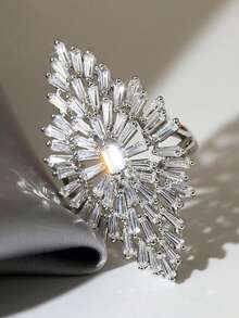 1pc Luxury Cubic Zirconia Ring, Women's Model, Suitable For Weddings, Engagements, Anniversaries, Parties, Also Can Be Used As Rings Or Valentine's Day Gifts - 1# - View 12