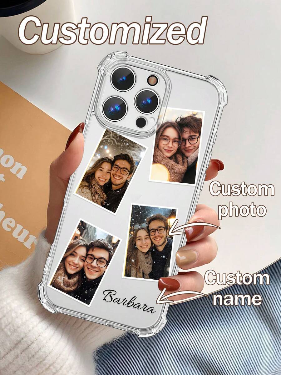 1 pezzo Custodia personalizzata per telefono con foto e nome, cover trasparente minimalista e antiurto compatibile con iPhone11/12/13/14/15/16/16pro/16plus/16promax/17/17air/17pro/17promax, 9A/S24/S25ultra/S25plus/S25edge/A17/A07/A26/A36/S26/S26plus/S26ultra, Moto G85, Hot 50 Pro+, adatta come regalo per amici, custodie per telefono carine, versione internazionale, non la versione domestica - Trasparente - Visualizzare 1