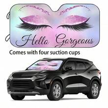 1 peça de guarda-sol retrátil para carro, estampa de desenho animado, espessado, design com ventosa, fácil de instalar e armazenar, isolamento térmico para o verão - Preto - Ver 5