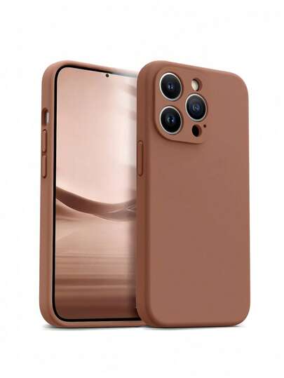 防震矽膠手機殼，適用於 Apple 17/16/Pro Max、S23 Ultra，復古咖啡棕液態矽膠材質，內建柔軟法蘭絨內裡，全鏡頭覆蓋，吸震手機保護殼，適合男士、女士、青少年日常、學校、辦公室、旅行、夏季戶外使用，1件防滑極簡軟防摔手機殼
