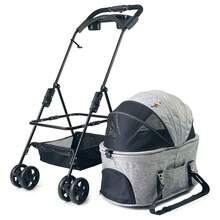 Mighor Carrinho de passeio com berço removível para Pet, animal de estimação, cachorro, cão, gato de médio porte até 20 Kg - Cinza - Visão 11