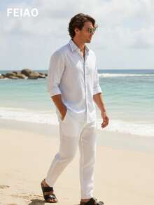 Men American Retro Casual Old Money Style Striped Solid Color Long Sleeve Shirt Four Seasons Versatile Fashionable, Fall