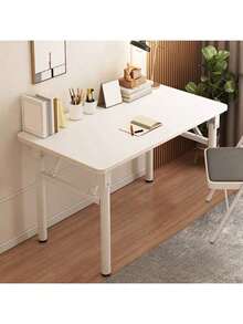 Computer Desk Study Table No Assembly Required, Writing Computer Desk Space Saving Foldable Table Suitable For Bedroom, Study, Living Room - White - View 10