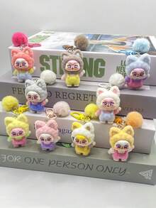 1 pieza/Nuevo gato de felpa ondulante lindo de caliente Doll Color Matching Pendant DIY Bag Llavero Colgante, Llavero de muñeca tridimensional de dibujos animados Llavero de silicona cosido lindo de la pareja Mochila Colgante, Mejor vendido Accesorios para llaves de coche de celebridad/bebé Regalos de fiesta, Amigo cosido Accesorios de coche Llavero de bolso, Llavero de silicona cosido de dibujos animados lindos, Navidad