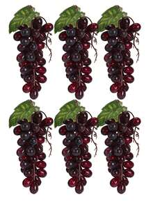 36 PCS Artificial Grape Cluster Hanging Decor Soft Bouncy Grapes With Realistic Leaves For Home Kitchen Wedding Party Decoration (Purple) - Purple - View 7