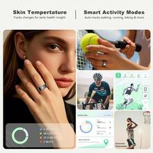 FONADA Smart Ring For Women Men, Fashion Modern Minimalist Fitness Ring& Sleep Tracker Ring With Heart Rate, Blood Pressure,5ATM Waterproof Health Ring, No Subscription, Travel-Friendly Couple Gift,Ideal Thanksgiving/Christmas/New Year Gift - 黑色 - 查看 11