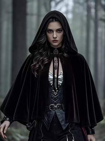 1pc Banquet Dress Shawl, Single Party Halloween Women's Costume, Cosplay Hooded Cape, 45cm Short Shawl, Carnival Christmas Party Role-Playing Little Red Riding Hood Witches And Ghosts