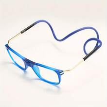 TR90 Magnetic Neck Hanging Reading Glasses, +100 To +400 Magnification, Magnetic Closure - Lightweight Foldable Glasses For Computer, Phone, Books - Compatible With Reading Glasses Or Contact Lenses - Suitable For Elderly And Professionals (Blue Frame/Clear Lens) - Professional Medical Grade Optical Glasses - 藍色 - 查看 15
