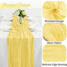 6Pack Lemon Yellow Cheesecloth Table Runner 17x108Inch Spring Easter Cheese Cloth Table Runner 9FT Boho Gauze Table Runners Rustic Sheer Table Runners For Wedding Bridal Party Decor - Vàng chanh - Xem 4