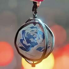 Fashion Blue Rotating Rose Pendant Necklace - Zinc Alloy Jewelry, Suitable For Parties And Valentine's Day Gifts - 項鍊 - 查看 4