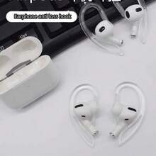 2pcs Transparent Earphone Anti-Lost Ear Hooks Compatible With Apple Bluetooth Earphones, Airpod Ear Hooks, Ear Clips, Ear Caps, Soft Silicone Rotatable & Adjustable Accessories - Transparent - View 6